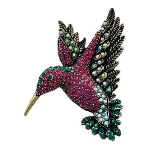 Rhinestone hummingbird pin brooch pendant
